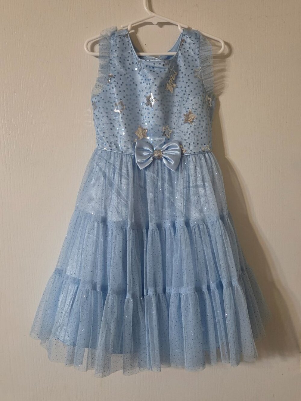 Light Blue Star Tulle Party Dress 5t